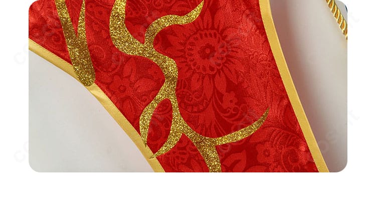 金色の闇 チャイナドレス コスプレ衣装 生地の模様とデザイン装飾ディテール