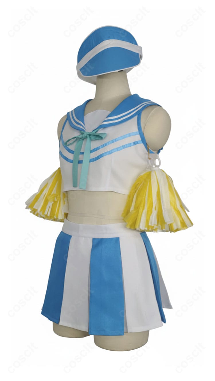 ブルーアーカイブ 伊落マリー チアガール コスプレ衣装 側面ディテール|スカートのシルエットやリボン装飾など細部まで再現。