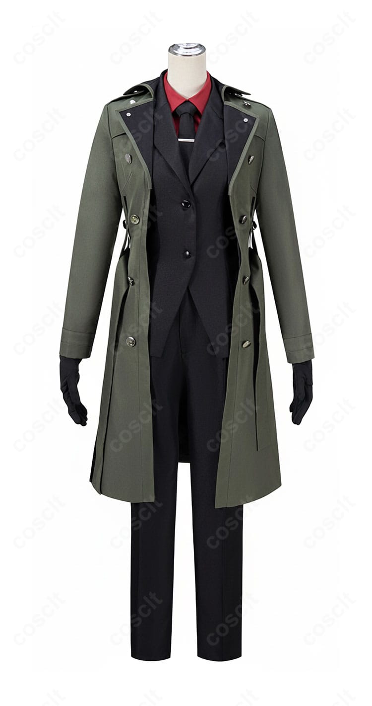 FGO バゼット コスプレ衣装 正面全体図｜トレンチコート＋シャツ＋ズボン セット内容確認