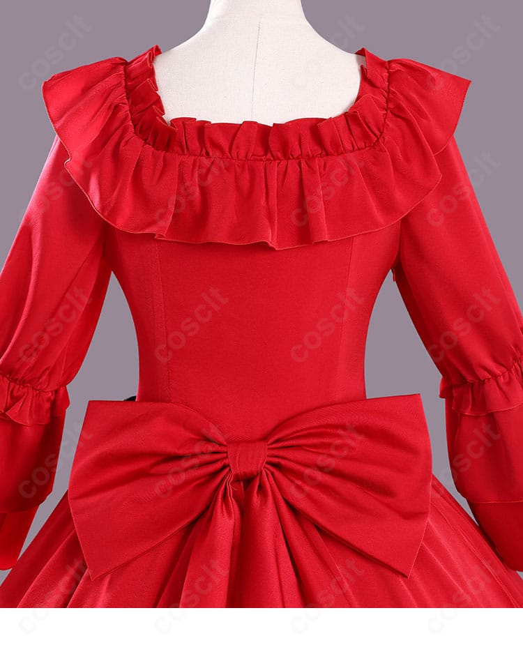 スカーレット・エル・ヴァンディミオン コスプレ衣装 背面リボン装飾｜大きめの蝶結びが華やかで印象的。