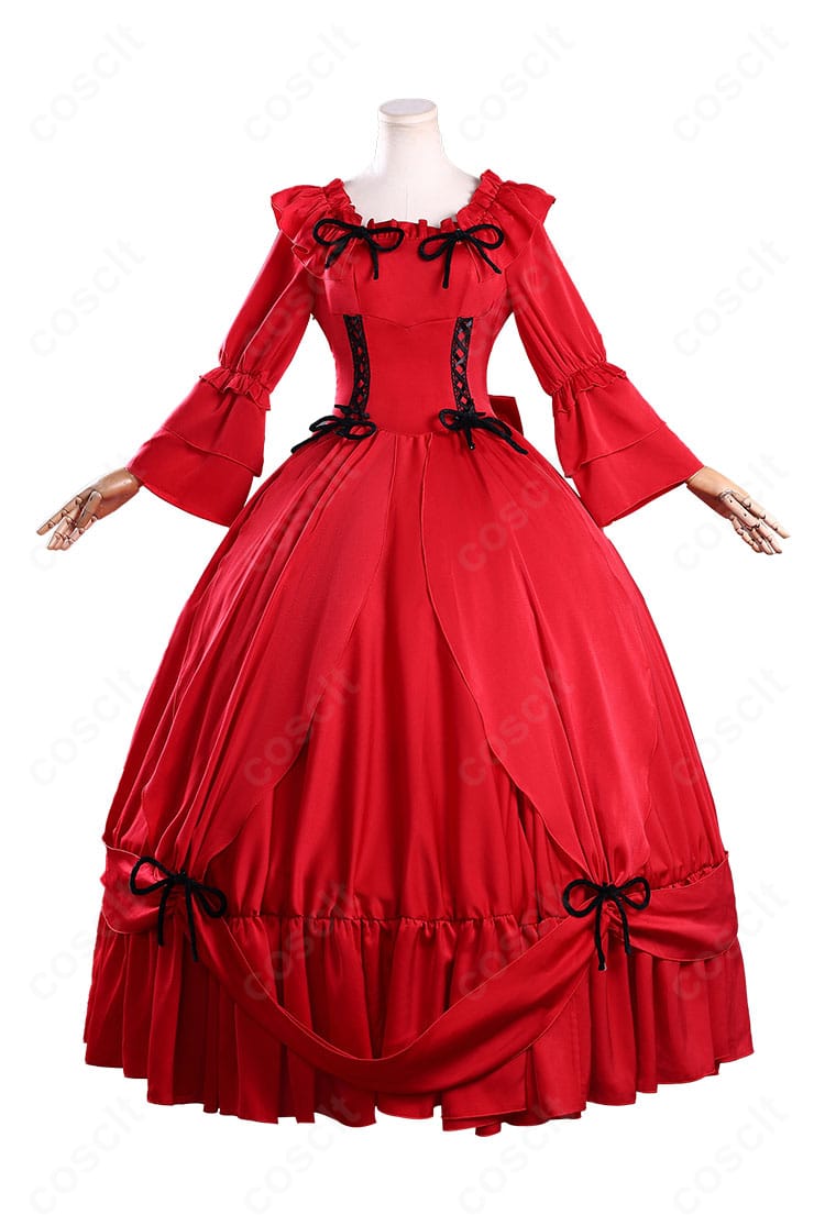 スカーレット・エル・ヴァンディミオン コスプレ衣装 正面図｜高品質ドレスのディテールをしっかり確認。