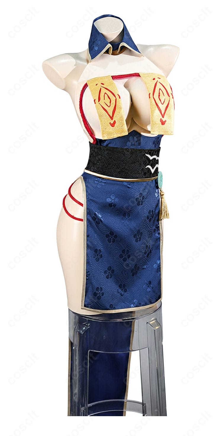 華甲 霊幻艦船新春夜 コスプレ衣装 装飾ディテール正面アップ｜赤い紐や金の刺繍が映える高級感ある仕上がり。