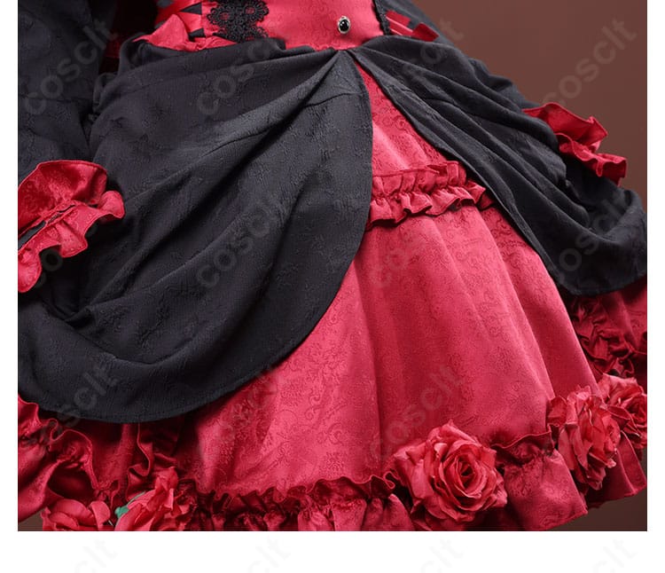 Re:ゼロ ラム ゴシックドレス コスプレ衣装 スカート裾装飾細部｜動きに映える美しいドレープ