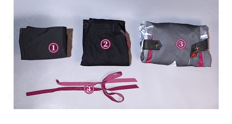 神代類 コスプレ衣装 セット内容展示図｜シャツ・コート・ズボン・リボンのフルセットを分かりやすく紹介。