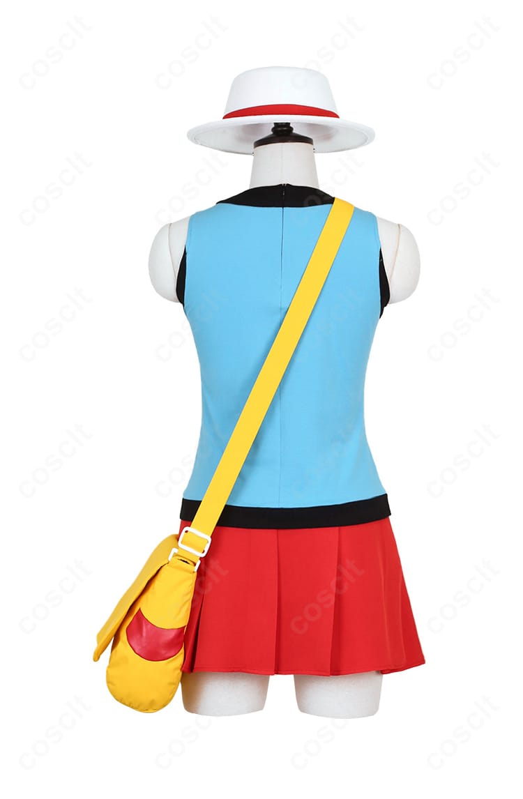 ポケットモンスター リーフ コスプレ衣装 背面全体図｜帽子やショルダーバッグまで忠実に再現