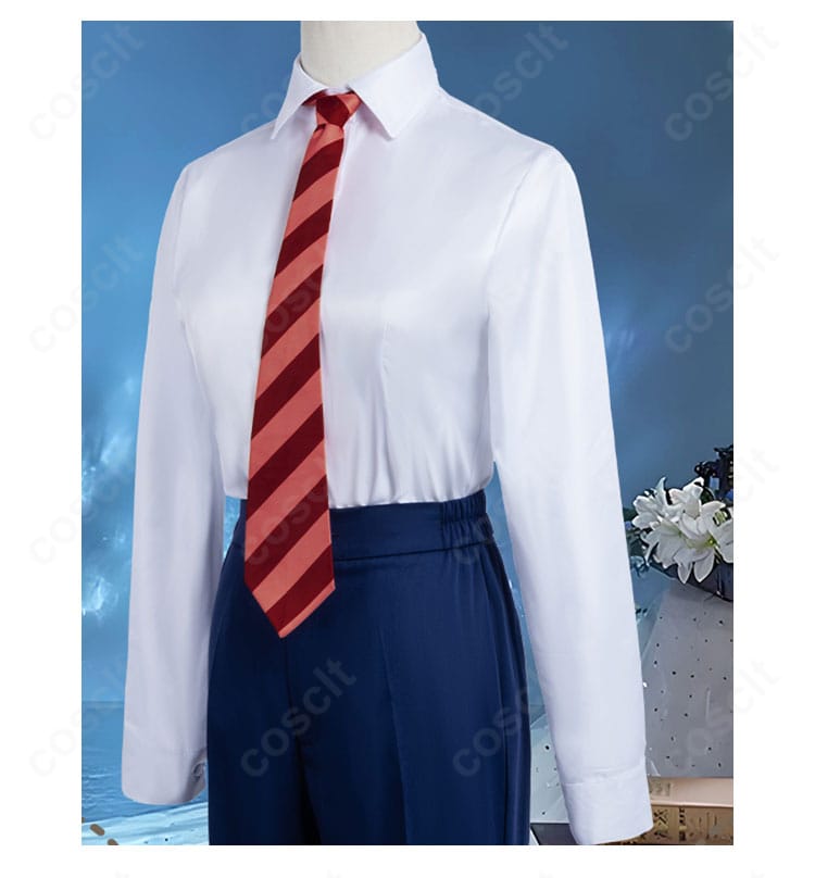 白い長袖シャツとネクタイ装飾のディテール｜リアルな質感と高再現度