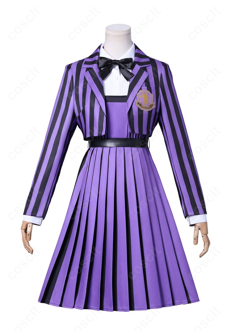 ウェンズデー コスプレ衣装 正面全体図|シルエットとディテールがわかるフロントビュー