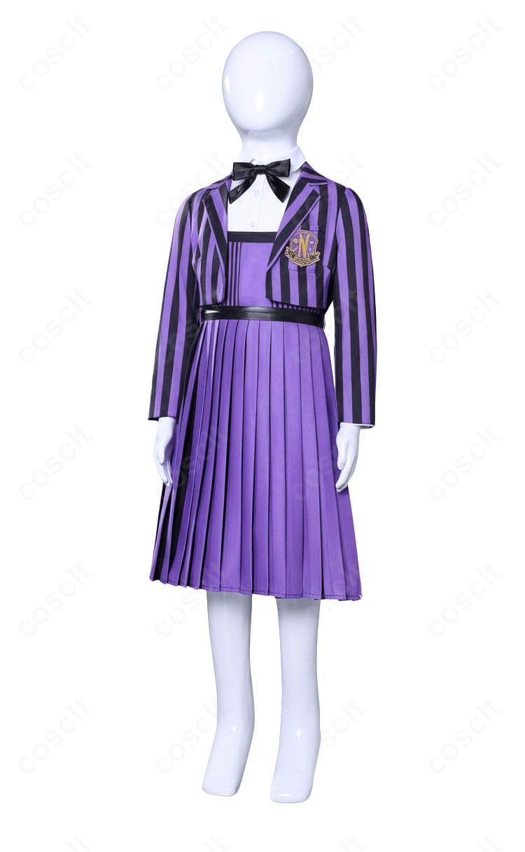 ウェンズデー キッズ用コスプレ衣装 側面ディテール|可愛らしさと動きやすさを両立したシルエット