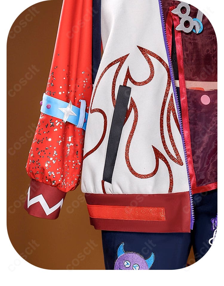 外套裾装飾ディテール図|衣裾の刺繍と装飾ラインをアップで紹介。動くたびに映えるデザイン。