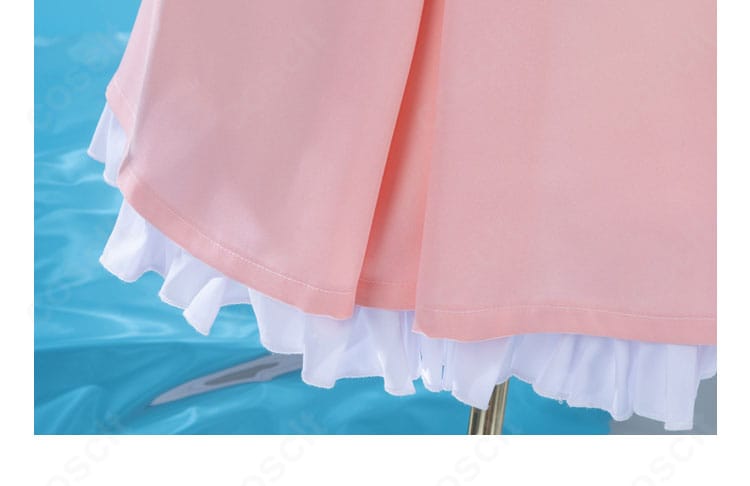 木之本桜 ピンクベージュワンピース スカート裾レース装飾|繊細なレースで優雅な印象に