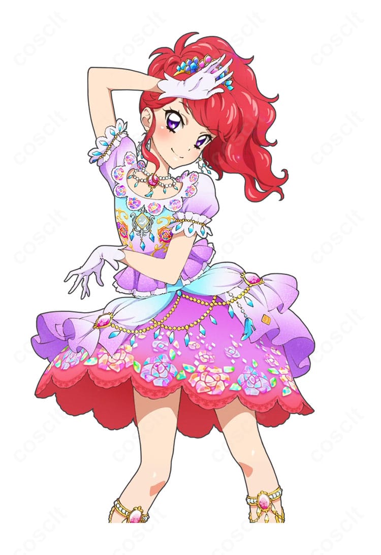 紅林珠璃「情熱の赤いバラ」ドレス スカート装飾ディテール|華やかなフリルと薔薇モチーフが魅力のコスプレ衣装