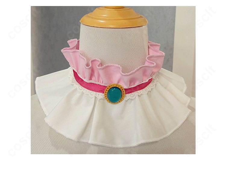 白鳥ひめ コスプレ衣装 ネックアクセサリー部分の細部アップ。優雅なレースとリボンの組み合わせがポイント。