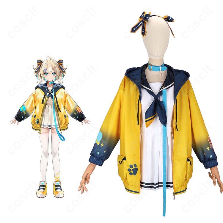 天晴ひなた(WeatherPlanet)デビュー衣装 コスプレ|キャラクター全身と衣装デザインのイメージ図。明るく元気な雰囲気をリアルに再現。