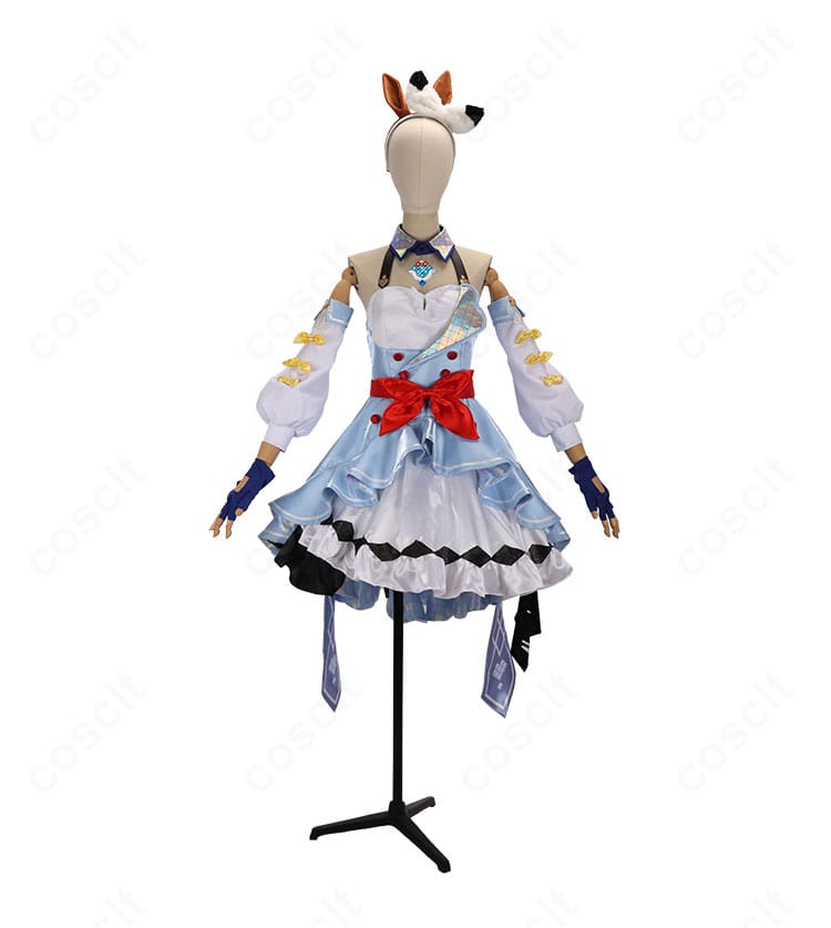 ウマ娘 アーモンドアイ 勝負服 コスプレ衣装 正面図。高再現度デザインでイベント映え抜群。