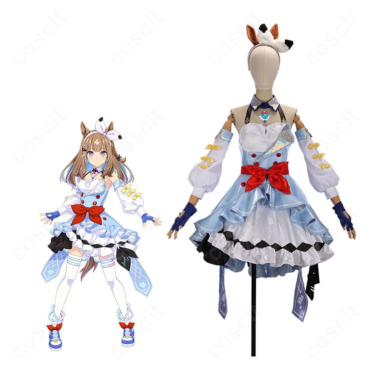 ウマ娘 アーモンドアイ 勝負服 コスプレ衣装を着用したキャラクター全身イメージ。華やかで完璧主義の魅力を再現。