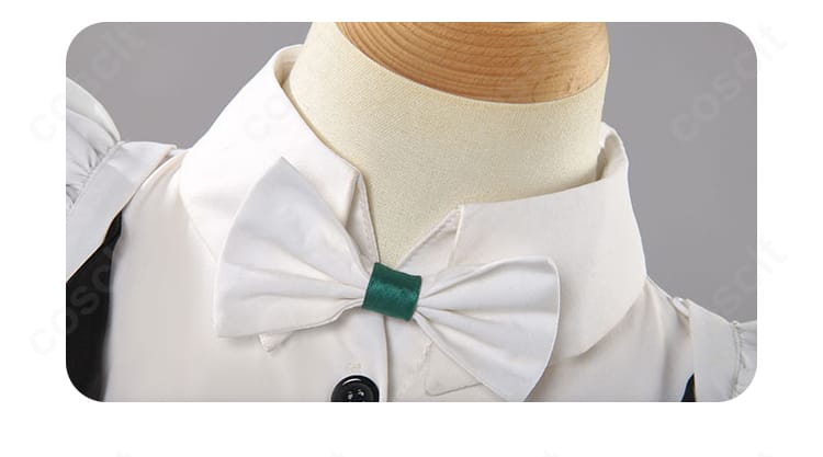 メイド服 蝶ネクタイ装飾ディテール｜上品なブラックリボンと立体的な襟元デザイン