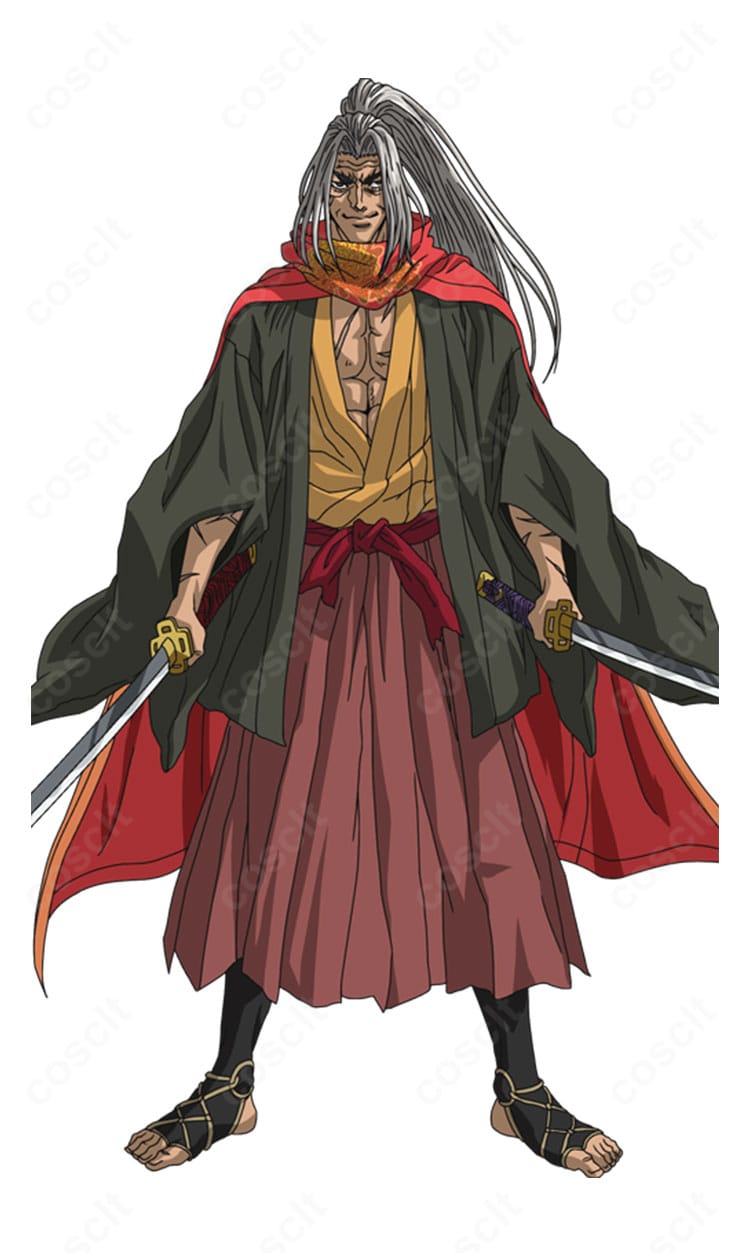 終末のワルキューレ 佐々木小次郎 コスプレ衣装 着用イメージ|赤橙の花柄羽織&袴で高再現・オーダーメイド対応【COSCLT】イベント・撮影会におすすめ、今すぐチェック