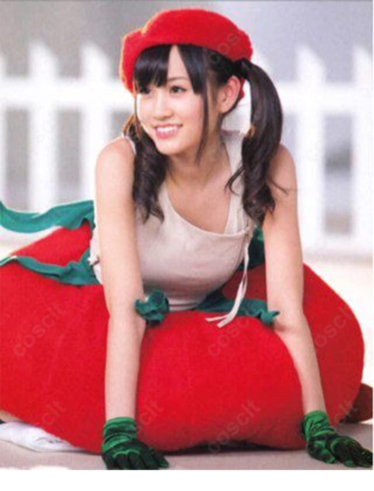 AKB48 前田敦子 トマトコスプレ衣装 ディテール画像|高品質生地と丁寧な縫製で再現された野菜シスターズの魅力的な衣装