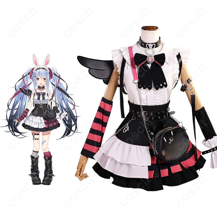 ホロライブ 兎田ぺこら 堕天使風パンク コスプレ衣装 キャラクター全身ビジュアル|小悪魔スタイルを忠実再現したデザイン。