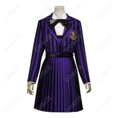 ウェンズデー イーニッド・シンクレア コスプレ衣装 シーズン2 ネヴァーモア学園制服 刺繍入りブレザー - 1枚目の画像（サムネイル）