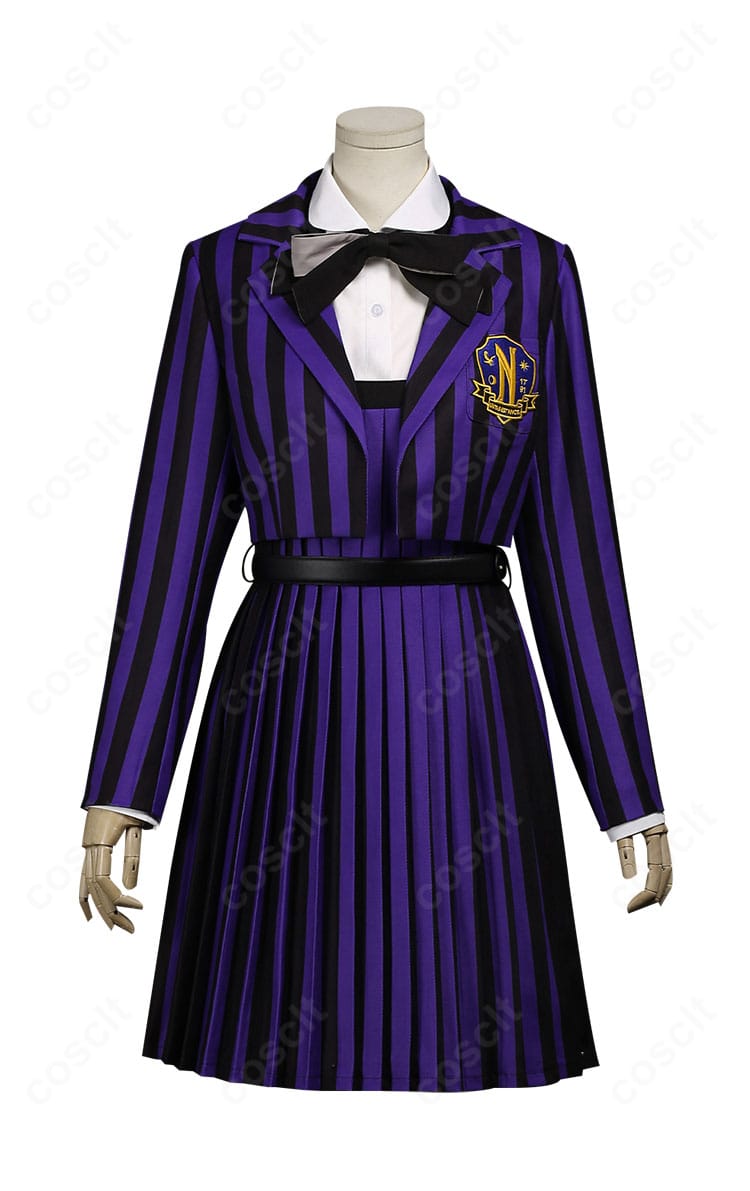 ウェンズデー イーニッド・シンクレア コスプレ衣装 正面全体図｜高再現ネヴァーモア制服