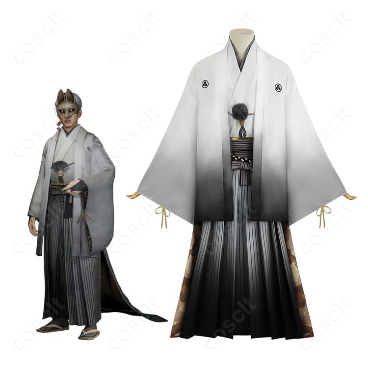 サイレントヒルf 常喜寿幸(狐面の男)コスプレ衣装 キャラクター人物と白い和装の全身イメージ|幻想的な雰囲気を完全再現。