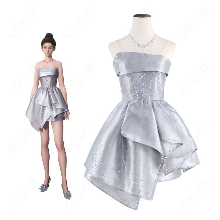 恋と深空 プレイヤー「花への誓い」コスプレ衣装を着たキャラクター人物と衣装全体のイメージ|純白の花嫁風デザインで撮影にもおすすめ。