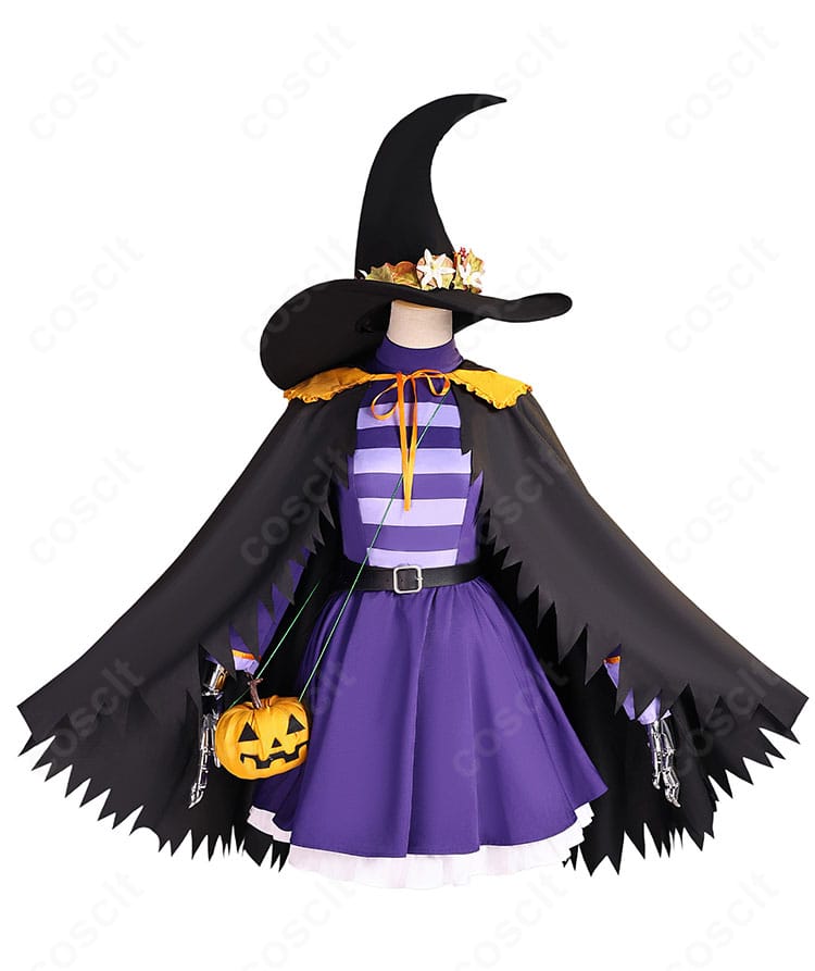 葬送のフリーレン ハロウィン コスプレ衣装 正面全体図|マントとワンピースのデザインが美しく、撮影やイベントに最適。