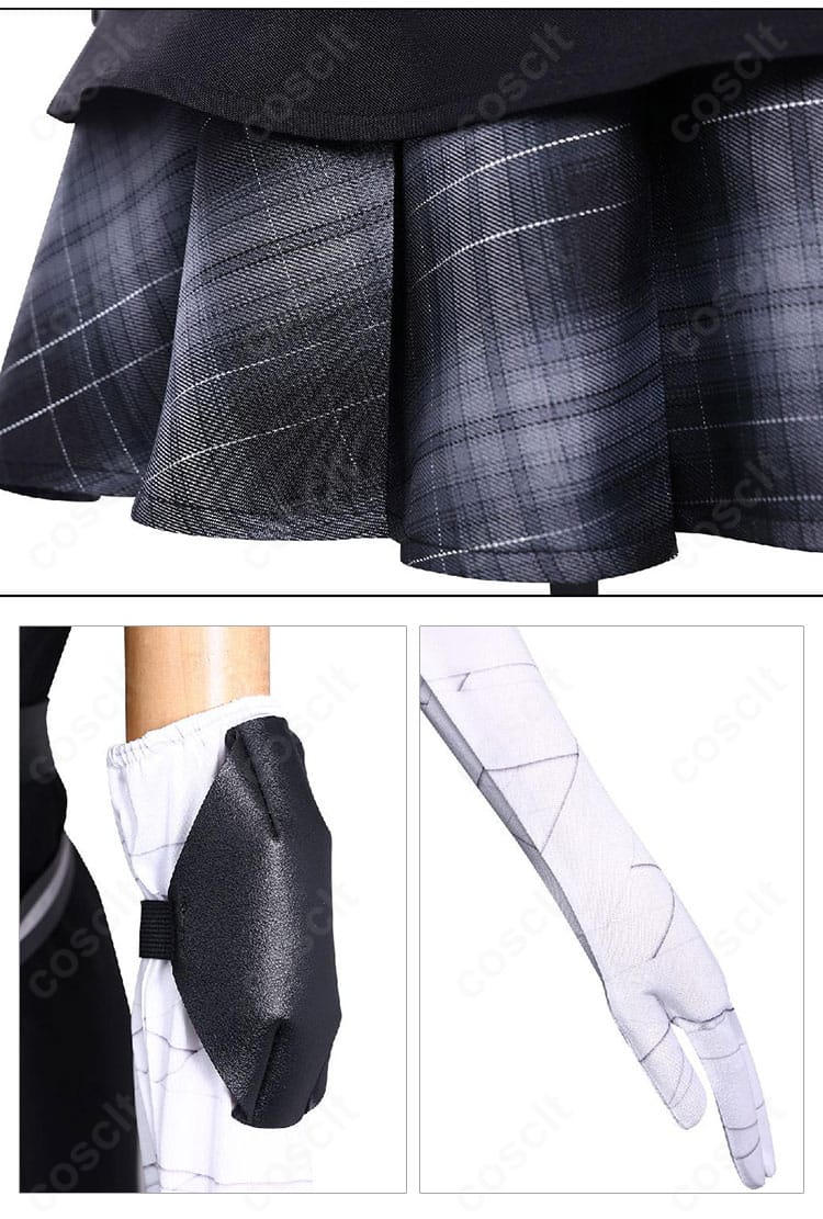 黒部ナノカ コスプレ衣装 スカートチェック柄とポーチ細部|実用性とデザイン性を両立した構成