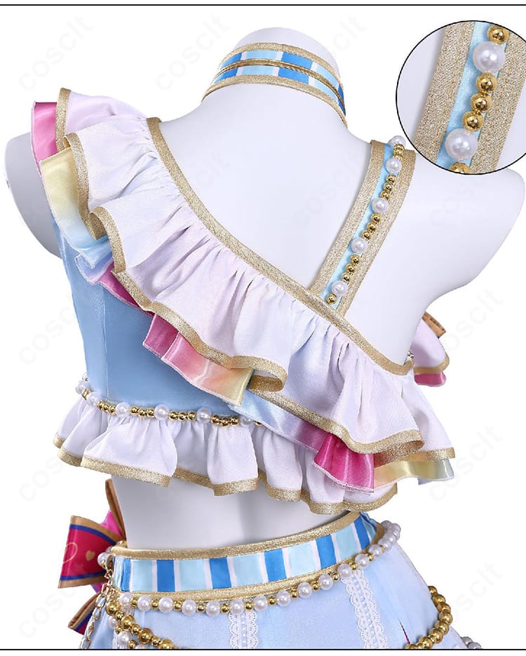 霧矢あおい ドリーミーキーチアコーデ コスプレ衣装 肩紐・ショルダー部分の装飾細部|しっかりとした縫製で着心地抜群。