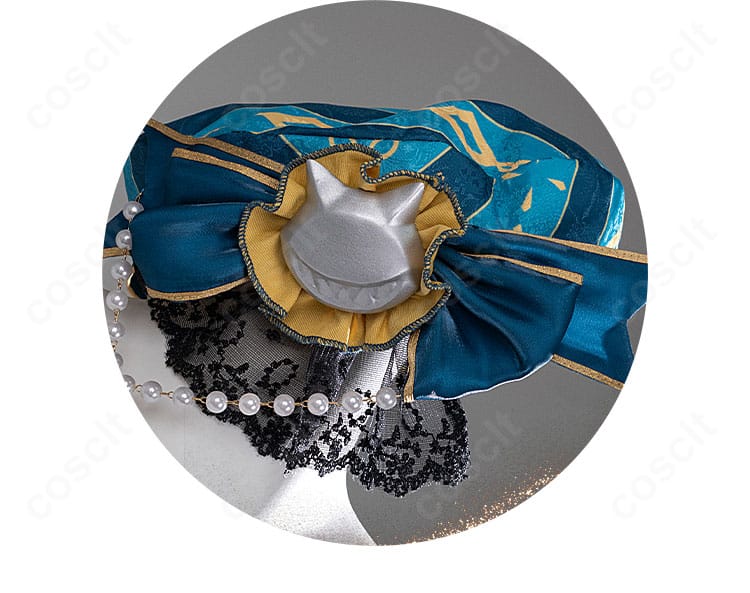 原神 リネット コスプレ衣装 帽子アクセサリーの細部。コラボ限定仕様のかわいいデザインが魅力。