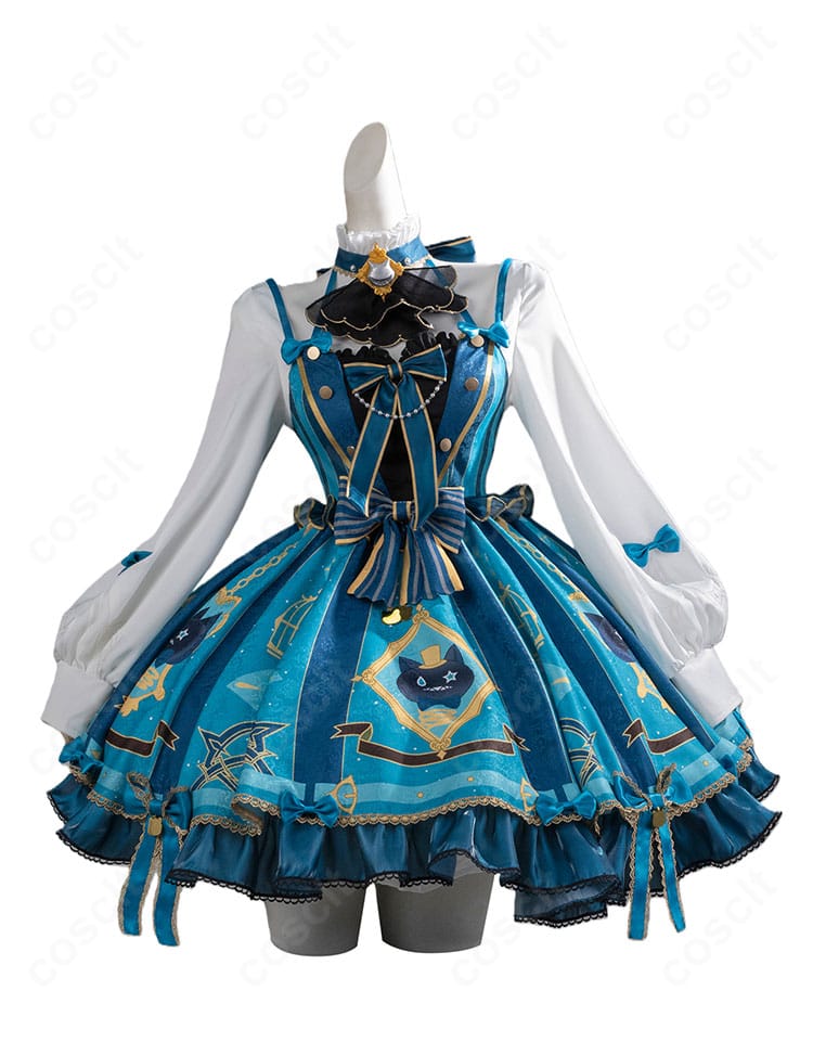 原神 リネット カフェinソウル コスプレ衣装 正面全体図。可愛く上品な店員風デザインをしっかり再現。