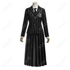 ウェンズデー・アダムス シーズン2 ネヴァーモア学園 制服 コスプレ衣装｜上品でダークな魅力を完全再現 - 4枚目の画像（サムネイル）