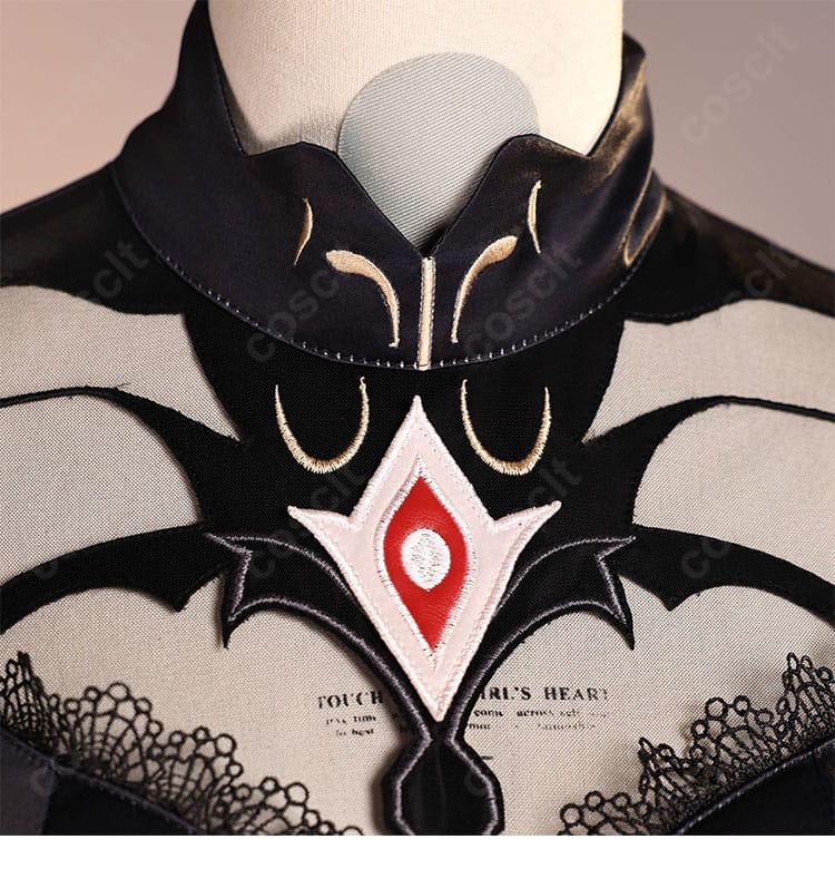 原神 ロノヴァ 死の執政 コスプレ衣装 衣装の襟元装飾ディテール|上品な襟飾りと質感を丁寧に表現したデザイン。
