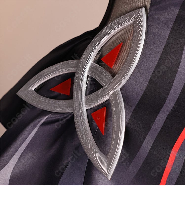 原神 ロノヴァ 死の執政 コスプレ衣装 腰飾りディテール|腰部分の金属風アクセサリーが高級感を演出。