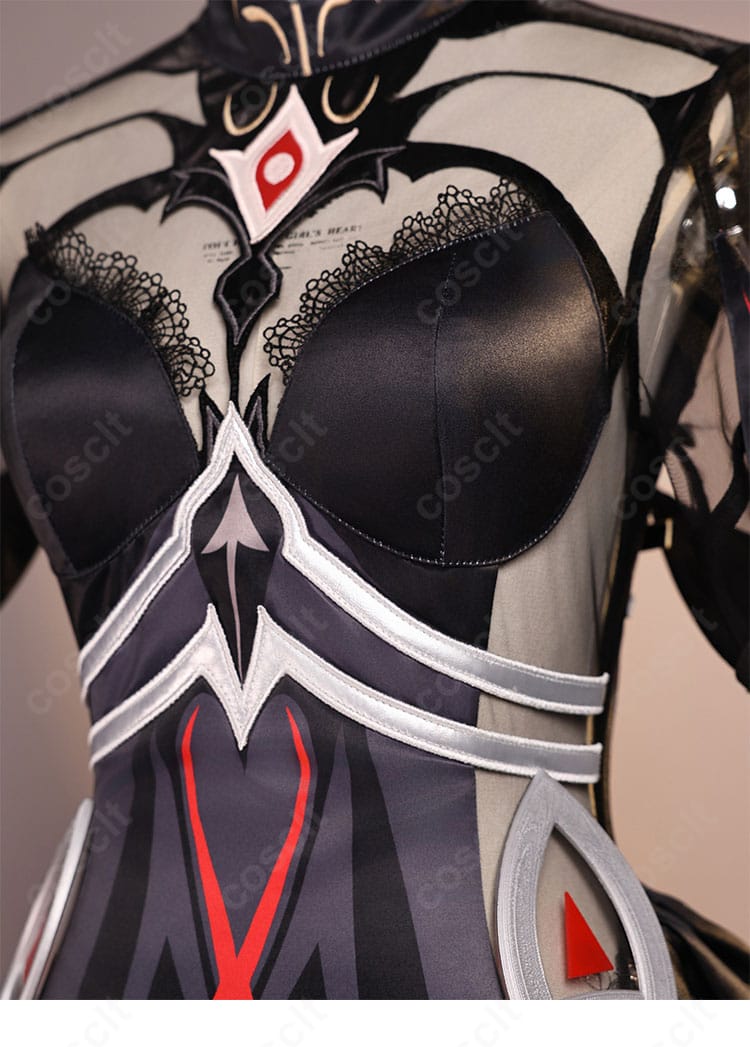 原神 ロノヴァ 死の執政 コスプレ衣装 胸飾りディテール|中央のアクセントがキャラクターの威厳を引き立てる。