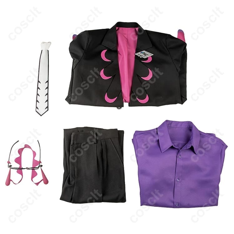 COSCLT公式／ポケモンレジェンズ Z-A カラスバ コスプレ衣装 シャツ＋ズボン＋ネクタイ＋メガネセット - 8枚目の画像