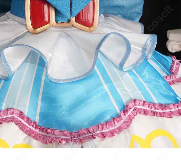 プリパラ 白玉みかん コスプレ衣装 スカート裾装飾ディテール｜白×ブルーの繊細な装飾が映える