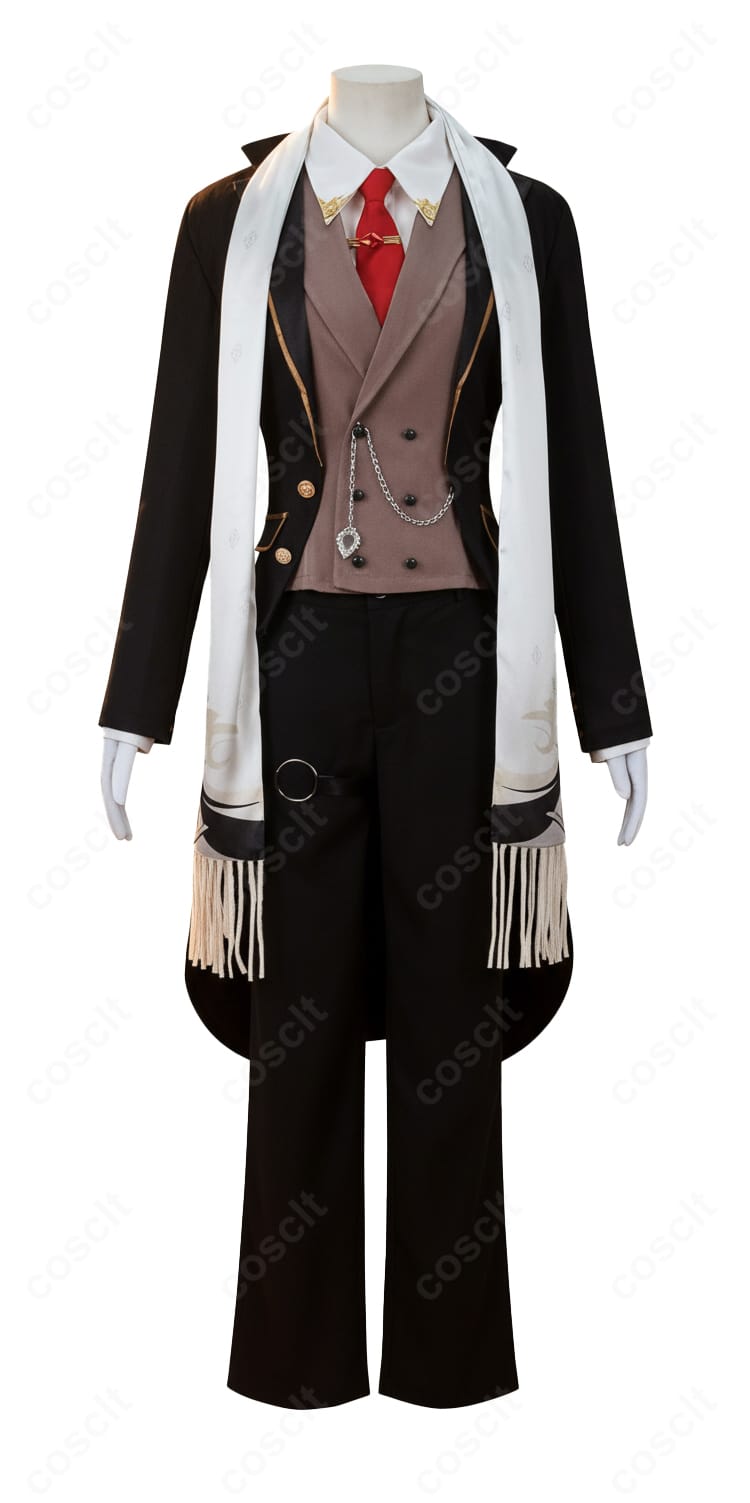 原神 ディルック コスプレ衣装 正面装飾とマフラー細部｜高級感ある生地と質感をチェック