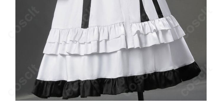 氷上メルル コスプレ衣装 スカート裾の装飾アップ｜繊細な刺繍と重ね布の質感