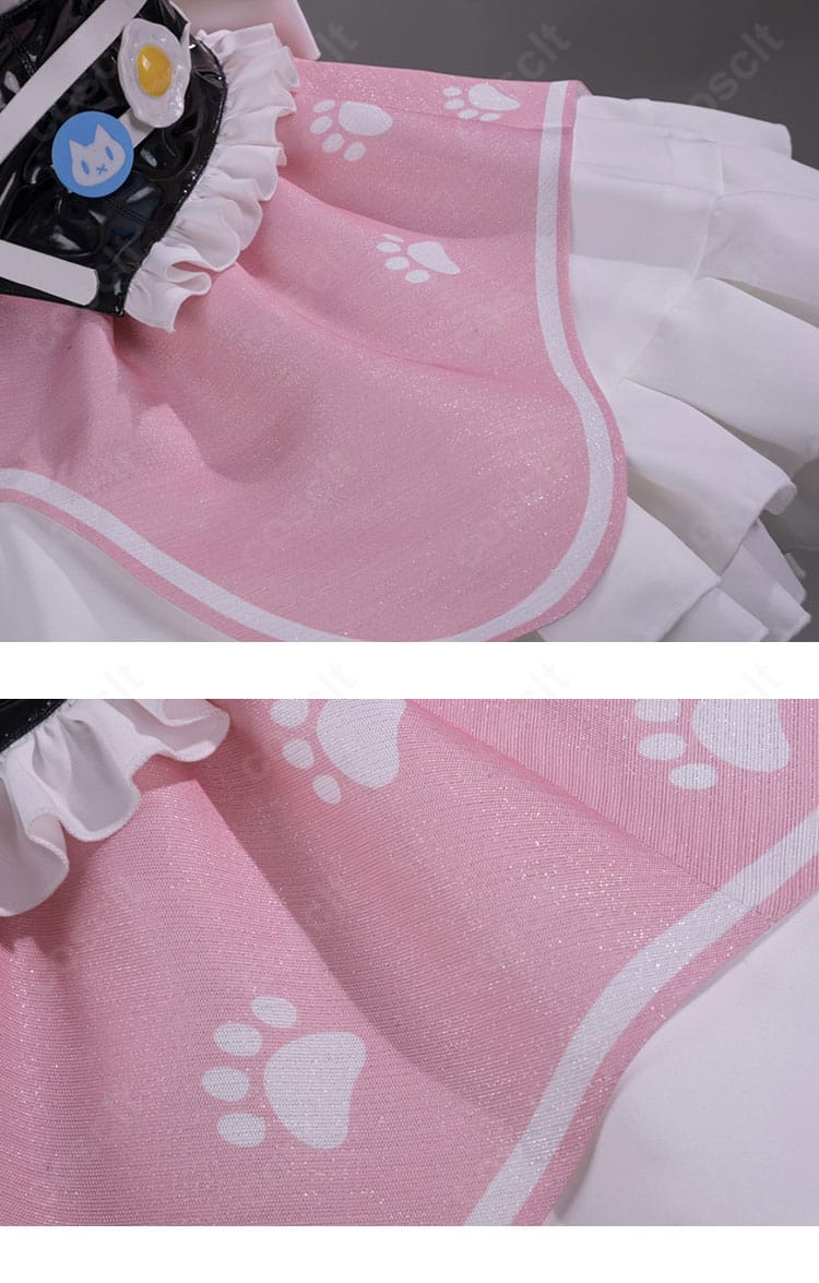 結城さくな 猫メイド コスプレ衣装 スカート裾柄・フリル装飾アップ