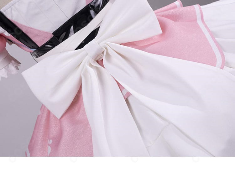 結城さくな 猫メイド コスプレ衣装 白色バックリボン装飾アップ