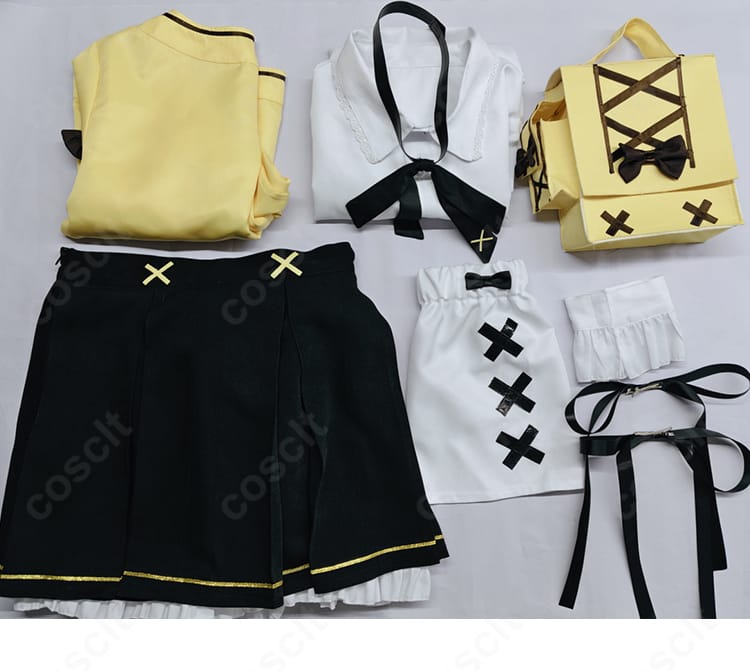 衣斐レナ コスプレ 衣装セット内容｜コート・シャツ・黒/白スカート・髪飾り・レッグカバー一式（S〜XL/オーダーメイド可）