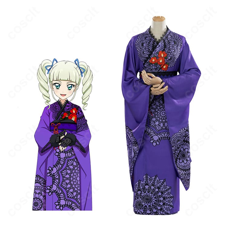 アイカツ！藤堂ユリカ「和の心・ダーク」コスプレ衣装のキャラクターイメージ＆浴衣全体図