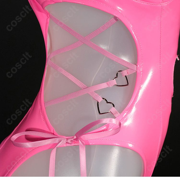 側面ピンク系の腰紐 装飾ディテール｜ミルク バニー衣装 デザイン