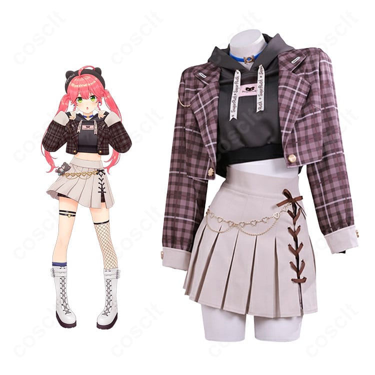 ホロライブ さくらみこ miCometベアブランド衣装 コスプレ服装とキャラ比較画像