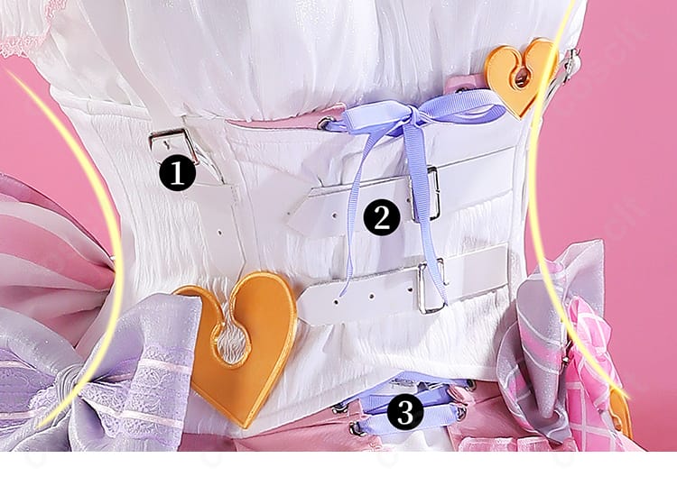 プロセカ 瑞希 ハイド・クリノリン コスプレ 衣装 腰帯装飾ディテール｜ウエストリボンの立体感と輝きを表現