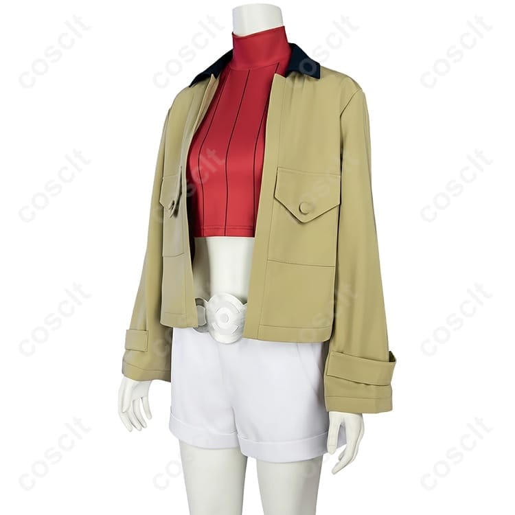 COSCLT 【ポケモンZA／レジェンズZA】タウニー 初期衣装 コスプレ衣装（コート・インナー・ショートパンツ・ウエストポーチ） - 2枚目の画像