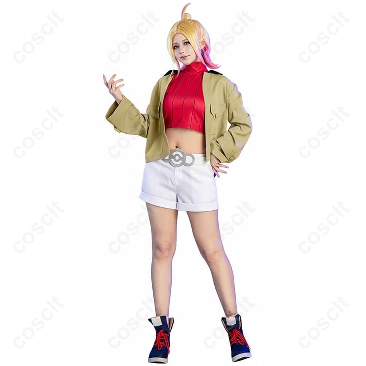 COSCLT 【ポケモンZA／レジェンズZA】タウニー 初期衣装 コスプレ衣装（コート・インナー・ショートパンツ・ウエストポーチ） - 5枚目の画像