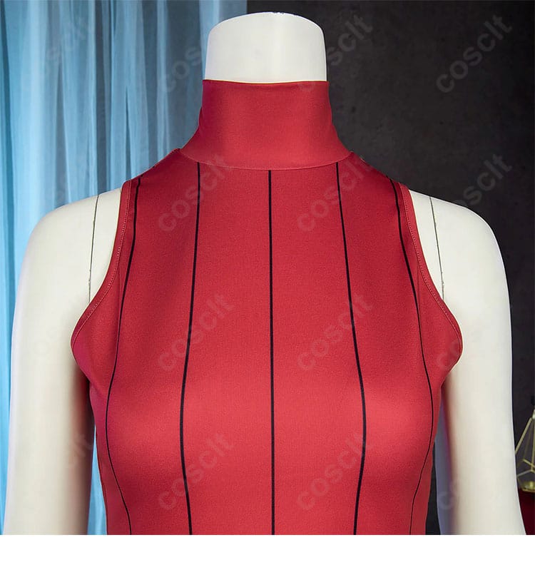 タウニー 赤色インナー 背面ストライプ装飾|動きのあるデザインでキャラの個性を強調。